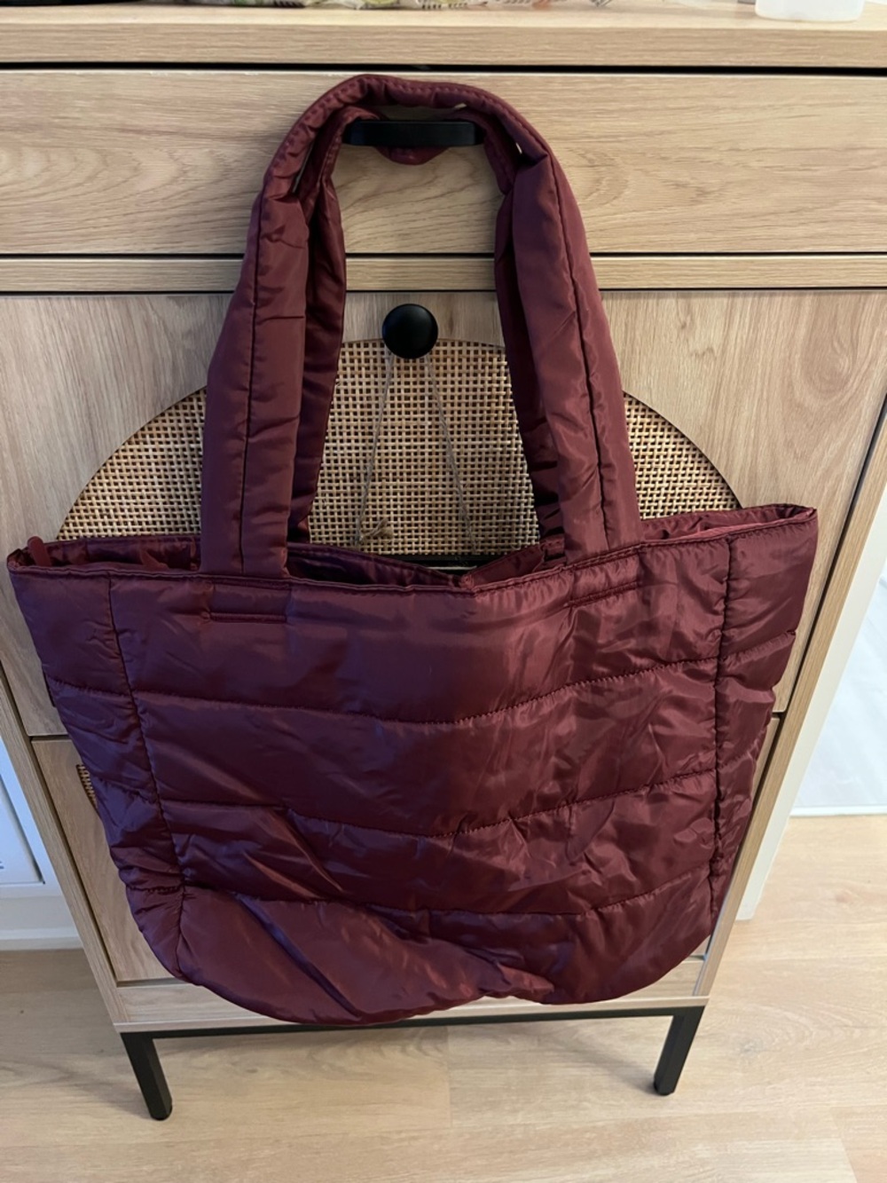 Splits59 Quilted Puffer Tote in Burgundy